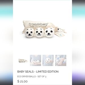 Friendsheep Baby Seal Eco Dryer Balls Set of 3